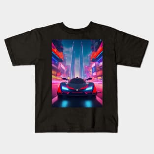 Asian Neon Velocity: Futuristic Thrill Ride Kids T-Shirt